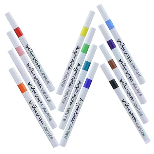 KONTONTY 12St Acrylmarker acrylic markers colored pencils glasmarkierer wax pen Textmarker Tragbare, schnell trocknende Marker Markierungsstifte aus Acryl Mehrzweckmarkierungsstifte Plastik von KONTONTY