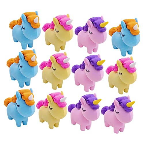 KONTONTY 12St Radiergummi Schulradierer für Kinderpreise Strumpffüller für Einhorn Schulmaterial Einhornstifte Mini-Radierer Einhorn Gummis 3D-Radierer von KONTONTY