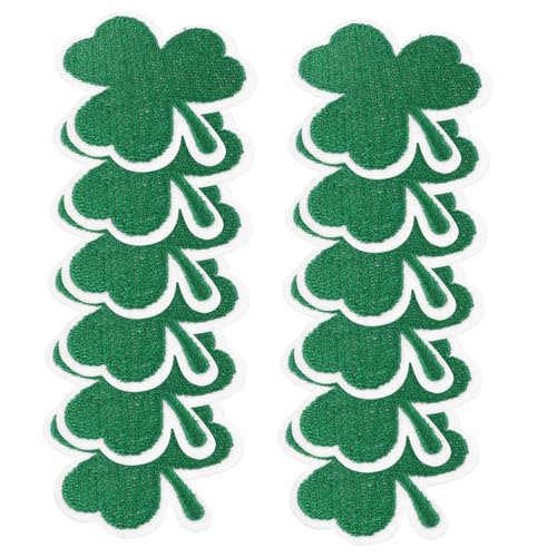 KONTONTY 12st Blumenbeet Kleeblatt-ausschnitte Unvollendeter Shamrock -ausschnitt Sticked Shamrock Patch Kleeblatt-patches Gestickte Kleeblatt-aufnäher Kleeblatt-charme Green Filzstoff von KONTONTY