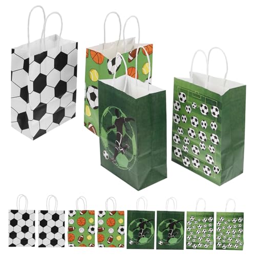 KONTONTY 12st Fußball-geschenktüte Geschenktüten Papiertüten Für Fußballpartys Fußball-goodie-bag Kleine Geschenktüte Süßigkeitentüten Mit Fußballmotiv Fußball-snack-tasche Kraftpapier von KONTONTY