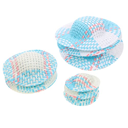 KONTONTY 12st Gestreiftes Hutzubehör Mini- Mini-hüte Puppenhüte Miniaturhüte Babyzubehör Gestreifter Mini-Hut Kleiner Zylinder Mini-Kappe Mini-Puppen Miniatur-hexenhut Papier Blue von KONTONTY