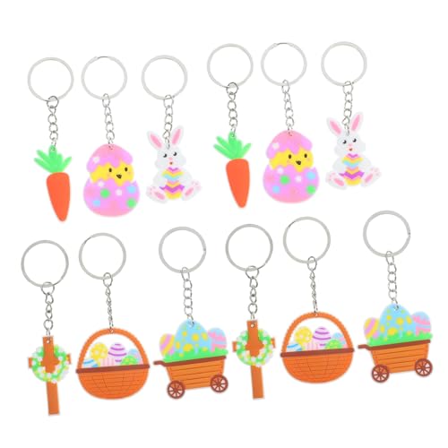 KONTONTY 12st Ostern Schlüsselanhänger Lanyard Einziehbar Schlüsselanhängerringe Abzeichenrolle Halter Kette Geldbörse Plüsch Haken Schlüsselringe Schlüsselanhänger Zubehör Masse Pvc von KONTONTY