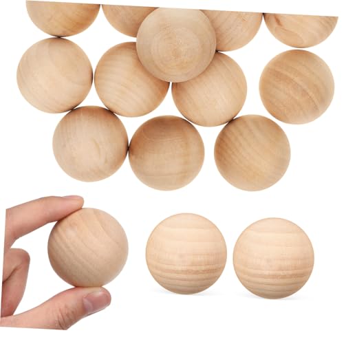 KONTONTY 15St Kugel aus massivem Holz Runde Holzperlen holz kugeln Holzkugeln ungeschliffen Holz Sphere Schmuckherstellung aus Holzperlen Bastelkugeln aus Holz DIY-Ball Lotusbaum Khaki von KONTONTY