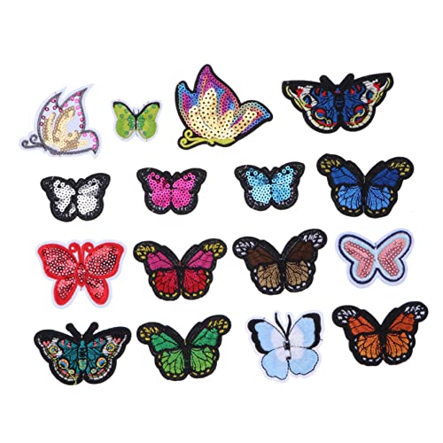 KONTONTY 16st Gestickter Schmetterlings-patch Schmetterlingsklauen-clips Schmetterlinge Aus Stoff Bestickt Schmetterling Dekorationen Paillette Patches Nähen Bienenpflaster Colorful Plastik von KONTONTY