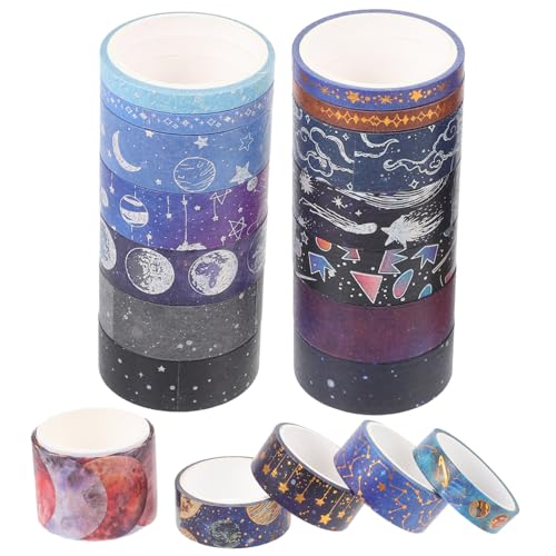 KONTONTY 19 Rollen Galaxy-papierband Papier Klebeband Klebebandspender Künstler-klebeband Gelbes Klebeband Kunstband Aufkleber Modellabdeckband Decoupage Vinyl Patch Aus Japanischem Papier von KONTONTY