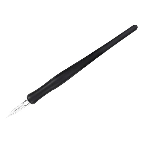 KONTONTY 1Stk Dip-Stift schreibutensilien calligraphy caligraphie pen stifte schtift retro Whiteboardstift wieder auffüllbar kugelschreiber Tauchstift mit Holzgriff Signaturstift Glas Black von KONTONTY