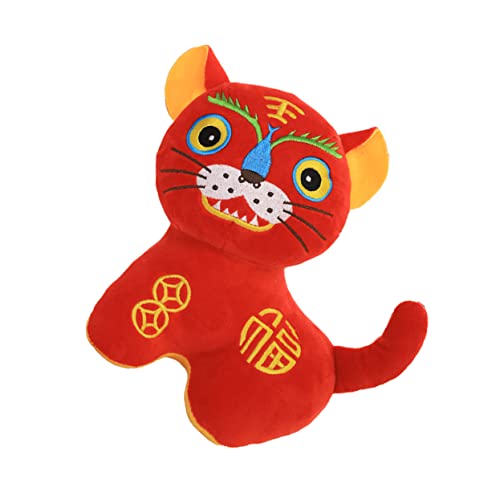 KONTONTY 1stk Tigerpuppe Flauschiges Spielzeug Plüschbaumwolle Chinesische Neujahrspuppe Babyspielzeug Plüschwürfe Mini-kuscheltiere Kleinkind Ausgestopfte Tierverzierungen Rot Plüschstoff von KONTONTY