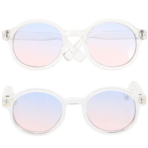 KONTONTY 2 Paar Puppe Mini-Brille Zubehör Gläser ästhetische Sonnenbrillen Damen Damen-Sonnenbrille Sonnenbrille in Herzform Puppe Sonnenbrille Requisiten dekorative Puppenbrille Plastik von KONTONTY