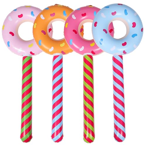 KONTONTY 20 Stk Aufblasbarer Donut-Stick Lutscher-Donut in die Luft jagen Donut-Geburtstagsparty-Dekorationen hühner spielzeug aufblasbare donut Aufblasbares Spielzeug für Schwimmbecken von KONTONTY