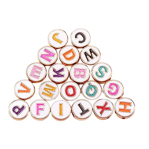 KONTONTY 20St Tropfen-Alphabet-Perlen slico alphabet beads thering dartring armband übelkeit Buchstabenperlen Buchstaben Alphabet Würfel Farbperlen runden Metallperle runde Perlen Kupfer von KONTONTY