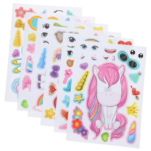 KONTONTY 24 Blätter schöne Cartoon-Einhorn-Aufkleber Cute Sticker süße Sticker dekoaufkleber Niedliche Aufkleber Gaming Sticker Cartoon-Türaufkleber Einhorn-Puzzleaufkleber Papier von KONTONTY