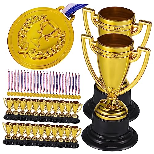 KONTONTY 24 Sätze Mini-trophäenmedaille Schwimmbad Tischfussball Große Trophäe Aufblasbarer Pokal Trophäenmodell Medaillenaufhänger-display Vergibt Trophäen Meister Plastik Wiederverwendbar von KONTONTY