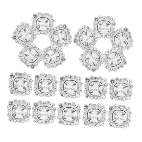 KONTONTY 24 Stück Teiliges Strass Knöpfe mit Kristallblumen Silberne Dekorative Schmuckknöpfe für DIY Kleidung Taschen Schuhe Brautstrauß und Bastelverzierung Quadratisch KONTONTY 24 Stück Teiliges Strass Knöpfe mit Kristallblumen Silberne Dekorative Schmuckknöpfe für DIY Kleidung Taschen Schuhe Brautstrauß und Bastelverzierung Quadratisch von KONTONTY