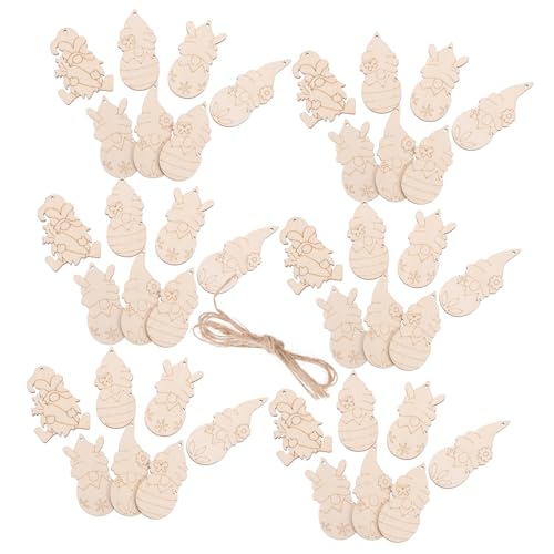 KONTONTY 25Pcs Zwerg Holzdekoration Holz Ostergrnom Ostern Dekorationen Für Heimsieg Graffiti Chip Graffiti Holzscheiben DIY Home Decors Unendliche Holznomschnitte Holzscheiben von KONTONTY