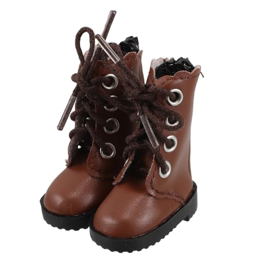 KONTONTY 2St Bjd Puppenschuhe gebrauchtes Zubehör nachfüllen Stiefel für Mädchen Spezialdüse Puppen Kleidung Puppen Accessoires Schneestiefeldekorationen Mini-Schuhe Stoff Brown von KONTONTY