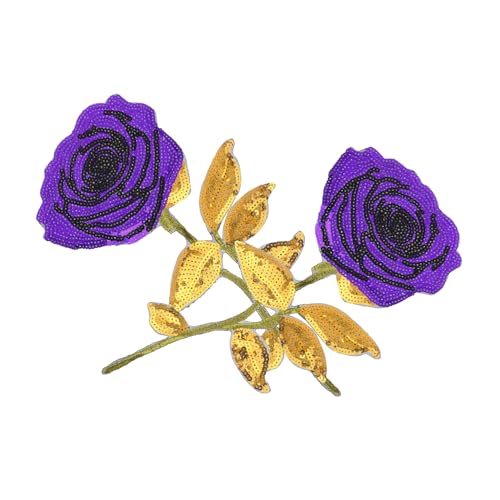 KONTONTY 2st Stickerei-rosen Tischtenniskapseln Kleidungsflicken Gestickter Aufnäher Mit Blumen Lackierbare Steckdosenabdeckungen Aufnäher Mit Rosenstickerei Interessant Violett Pailletten von KONTONTY