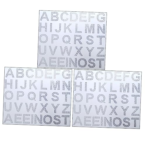 KONTONTY 3 Blätter Strass-Aufkleber Schmucksteine gems dekorative Sticker Schaumstoffbuchstaben zum Basteln Buchstaben-Nagelaufkleber Selbstklebender Aufkleber Kleidungszubehör Acryl Weiß von KONTONTY