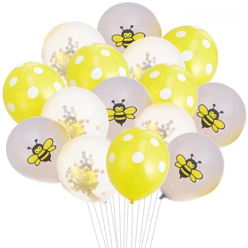 KONTONTY 30 Stück 12 Ballons mit Partydruck Helium-Ballonpumpe Bienen-Party-Dekorationen Honigbienen- Bienenballons luftballons balloons ballongas Punktballons Ballon-Party-Dekoration von KONTONTY