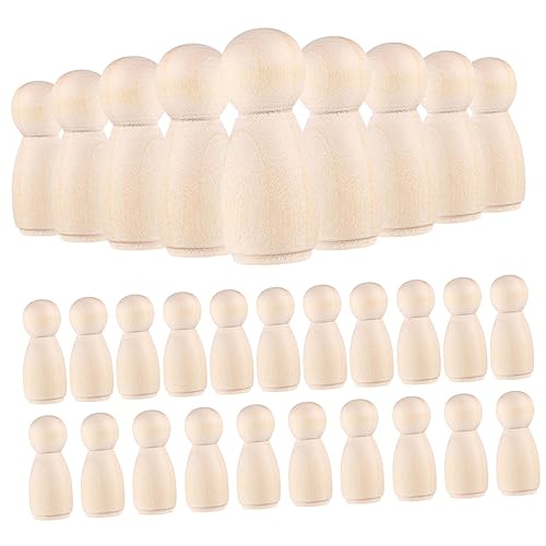 KONTONTY -Bausatz für Holzsteckpuppen unfertige Holzpuppen für Kinder 35 mm Mädchen 30-teiliges Großpaket von KONTONTY