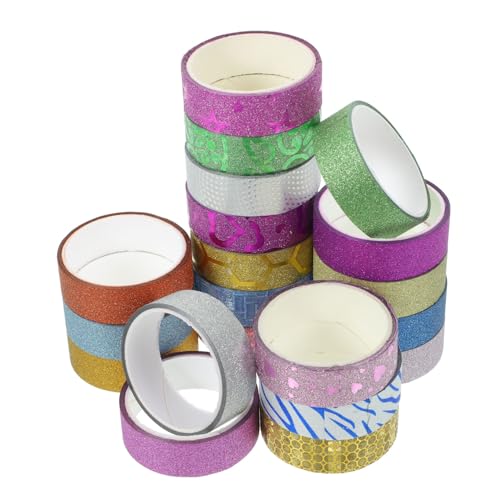 KONTONTY 30 Stück Washi Tape Set Bunte Glitzernde Klebebänder Für DIY Projekte Scrapbooking Und Dekoration Zufällige Blumenmuster Und Designs Selbstklebend Und Vielseitig von KONTONTY