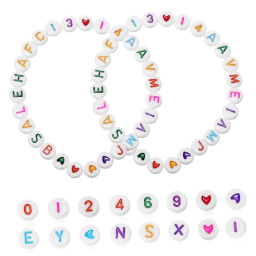 KONTONTY 300St Perlen zur Schmuckherstellung Farbwechsel der Perlen Korn alphabet beads heart beads Scheibenperlen aus Ton zur Schmuckherstellung Sachen zur Herstellung von Armbändern Acryl von KONTONTY