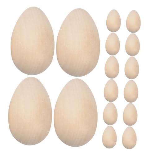 KONTONTY 30St eierimitationen aus holz Glitzereier künstliche grüne Girlande Mini-Bastelblätter Punkt easter egg decoration holzdeko ostern gefälschte Ei-Requisiten gefälschte Eier Beige von KONTONTY