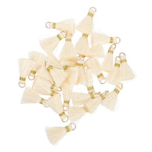 KONTONTY 30st Quaste Anhänger Quasten Zum Nähen Quasten-charme Schmuck Bausatz Karabiner Schlüsselanhängerringe Zubehör Zur Schlüsselanhängerherstellung Etiketten Behälter Mini Beige Rayon von KONTONTY