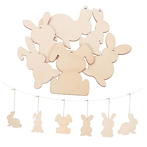 KONTONTY 36St Kaninchen-Holz-Chip-Anhänger DIY Malerei Hase Dekoration Federmäppchen mit Pailletten holzarbeiten selber machen holzfiguren holzscheiben Kinder malen Ausschnitt Hase aus Holz von KONTONTY