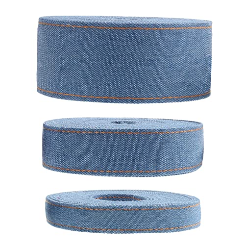 KONTONTY 3st Denim-gurtband Sackleinen Blaues Band Bänder Bequemes Haarband Spitzenband Diy Zubehör Blaue Haargummis Element-partyband Rauschsperre Gold Blue Denim Aus Polyester-baumwolle von KONTONTY