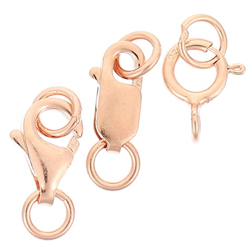 KONTONTY 3st Hummerschere Perlen-kits Bausatz Halskettenverschlüsse Schmuck Karabinerhaken Reize Doppelt Zu Öffnender Karabinerverschluss Schwenkbare Haken Edelstein Klaue Rose Gold Silber- von KONTONTY