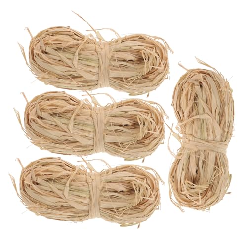 KONTONTY 4 Raffia-Seil Bastpapierband Blumenstraußband für Blumen Blumensträuße Bänder Natürliches Raffiaband Rustikales Raffiaband geschenkpapier geschenkkorb Bastband Bastschnitzelfüller von KONTONTY