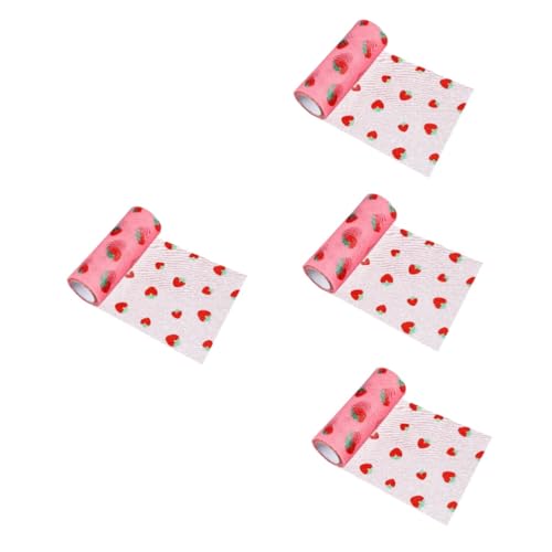 KONTONTY 4 Rollen Kleine Erdbeermaschenrollen Waffeldecke Schals Kleidung Babys Babynest seidenband Ribbon Fashing Costume Schleifen DIY-Geschenkband Festival- -Band Polyester von KONTONTY