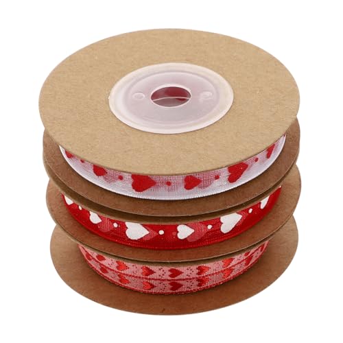 KONTONTY 4 Rollen Liebesband Geschenkverpackungsbänder Hochzeit seidenband bändchen Geschenkpapier schmücken Geschenkbänder Wickelbänder Schnur Schleife Haarnadel Klebeband Kranz Polyester von KONTONTY