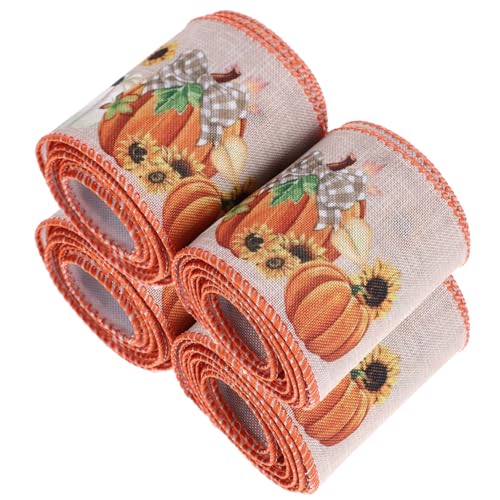 KONTONTY 4 Rollen Thanksgiving-Gurtband Geschenkverpackungsband Danksagung- Thanksgiving-Geschenkband DIY-Bänder Herbstband ribbon bandfeile Schleifenband DIY handwerk machen Stoff von KONTONTY