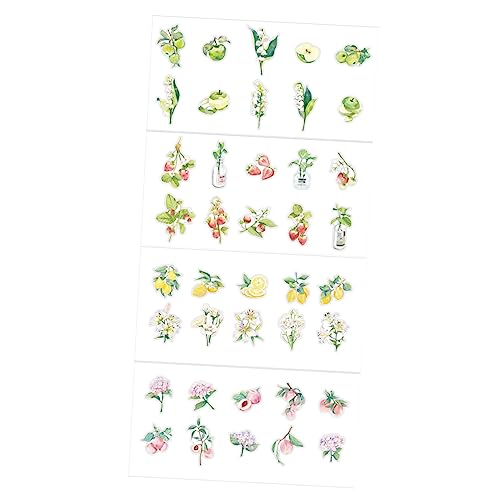 KONTONTY 4 Sätze Heißprägeaufkleber Handkontoaufkleber Erdbeerhaustieraufkleber Zitronen-Haustier-Aufkleber Scrapbooking Sticker Scrapbook Stickers Kunstaufkleber Buchaufkleber das Haustier von KONTONTY