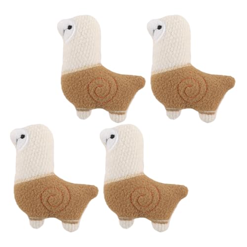 KONTONTY 4 Stück Alpaka-Plüsch-Ornamente Kätzchen Tierpflaster innen Netz bescherung weihnachten geldgeschenke weihnachten Tier-Patch-Applikation Plüschtierapplikation Light Brown von KONTONTY