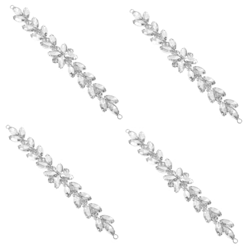 KONTONTY 4 Stück Blumenkette Aus Strass Brautjungfer Strasssteine Haarschmuck Für Damen Perlenarmbänder Für Frauen Taschen Junggesellinnenparty Kleid Brautschleier Seide Hochzeit Weiß Glas von KONTONTY