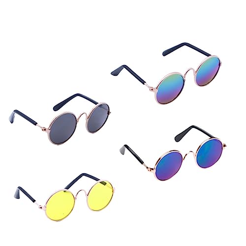 KONTONTY 4 Stück Brille Für Puppenhaustier Haustier Brille Mini-Sonnenbrille Für Puppe Puppenbrille Babypuppensachen Haustier Sonnenbrille Puppe Sonnenbrille Hund Kostüm Brille von KONTONTY