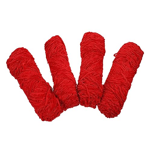 KONTONTY 4 Stück Buntes Goldsamtgarn Faden Fäden Strickmaschine Wollgarn Nähgarn Babygarn Garn Zum Stricken Decken Strickset Häkeln Häkelset Chenille-Wolle Rot Chenille Bunter Goldsamt von KONTONTY