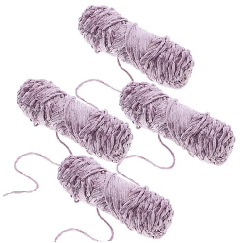 KONTONTY 4 Stück Buntes Goldsamtgarn handystativ handsfull Strickwaren Knitting Set strickideen gehäkelte Decken Strickgarn DIY Webgarn Schal aus Wolle Chenille bunter Goldsamt Light Grey von KONTONTY