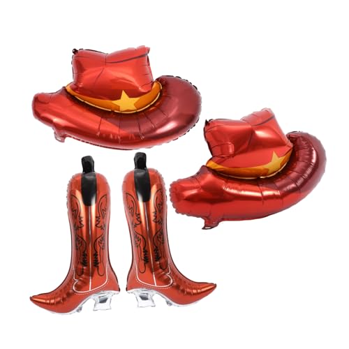 KONTONTY 4 Stück Cowboy-Partydekorationen Ballongrößer Cowgirl-Stiefel-Ballon geburtstagsdekoration party dekoration Ballons Ornamente aufblasbare Cartoon-Ballons Aluminiumfolie Brown von KONTONTY