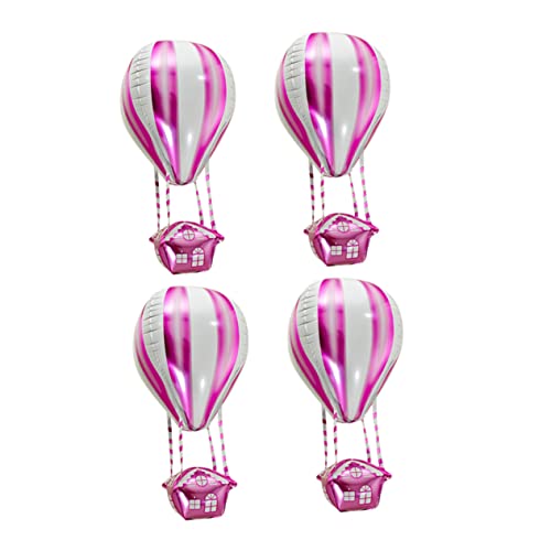 KONTONTY 4 Stück Heißluftballon Dekoration Ballonbogen Ballonsäule 4d Heißluftballonfolie Ballon Glanzspray Regenbogen-heißluftballon Neon Wandtattoo Heißluftballon Auto Rosa Aluminiumfolie von KONTONTY