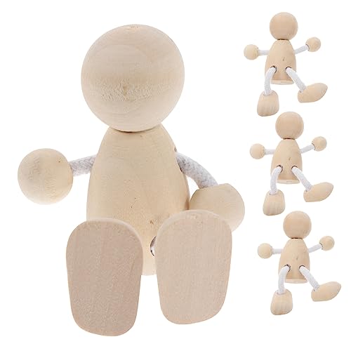 KONTONTY 4 Stück Holzspielzeug Bausätze Outdoor- für Menschen Blanko-Peg-Puppen Holzfiguren für Malerei Holzfiguren Bastelset dekorative Puppe unbemalte Steckpuppe von KONTONTY