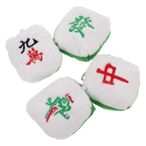 KONTONTY 4 Stück Lustige Schlüsselanhänger Anhänger Mahjong Plüsch Zubehör Mahjong Schlüsselanhänger Charms Plüsch Mahjong Dekore Mahjong Plüsch Hängende Verzierung von KONTONTY