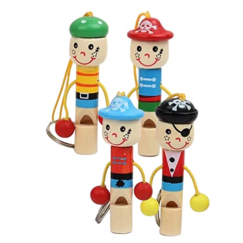 KONTONTY 4 Stück Pfeife Lernspielzeug Jubelpfiff Piratenspielzeug kinder musikinstrumente kinder holzspielzeug kreatives Instrumentenspielzeug pädagogisches Spielzeug für Babys hölzern von KONTONTY