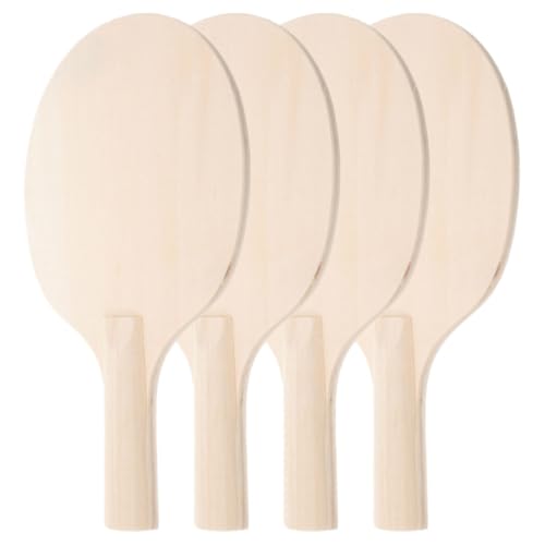 KONTONTY 4 Stück Tischtennisschläger Paddelball Tischtennis Tisch paddeln Tischtennis Rackets Tischtennis Handwerk unfertiges leeres Paddel Blankopaddel aus Holz DIY Malpaddel hölzern Beige von KONTONTY