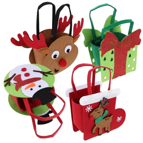 KONTONTY 4 Stück Weihnachtseinkaufstüten Geschenktüten Aus Filz Weihnachts-goodie-bag Weihnachtstasche Wiederverwendbare Weihnachtstüten Aufbewahrungstaschen Aus Filz Taschen Für Gefühlt von KONTONTY