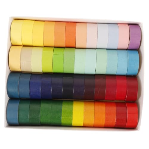 KONTONTY 48 Rollen Farbiges Washi-tape Farbiges Band Dekorband Klebeband Selbstklebend Gaffers Tape Teppichband Doppelt Nachfüllungen Gel Schreibbar Oberbeleuchter Blau Japanisches Papier von KONTONTY