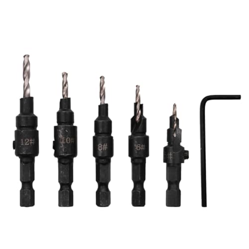 KONTONTY 5 Teiliges Senkerbohrer Set Mit Sechskantschaft Holzarbeiten Countersunk Head Drill Bits Für Präzise Senkungen Inklusive Wrench Größen 5 von KONTONTY