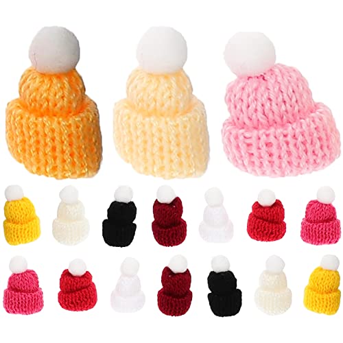 KONTONTY 50 Stück Mini-Mütze Mini-Hüte Mini-Strohhut gestrickte Minimütze kleine Hüte Mini-Hut Mini Strickmützen Puppenhüte Mini-Strickmützen kleine Weihnachtsmützen zum Basteln Polyester von KONTONTY